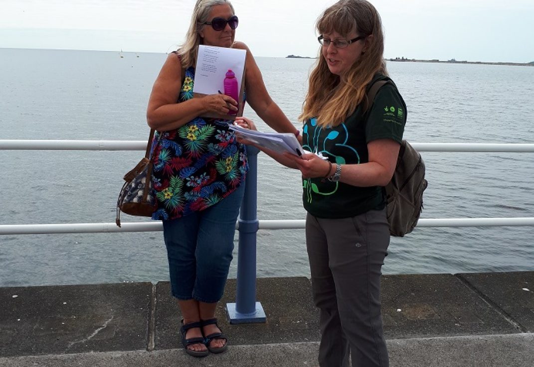 Sarah delivering the Poetry Walks in Swanage